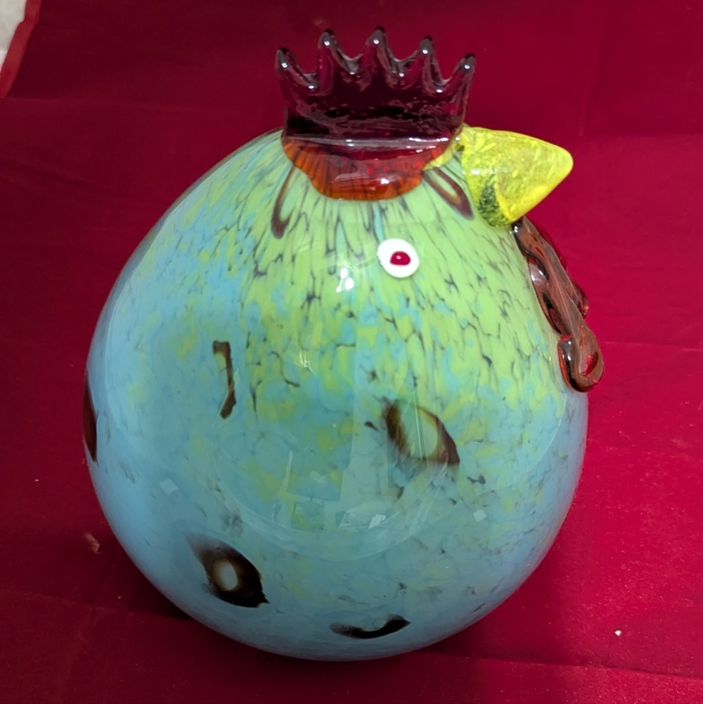Colorful Glass Chicken Figurine